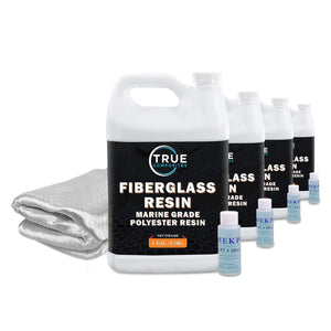 Polyester Resin and 1708 Biaxial Fiberglass Kit w/MEKP Hardener - TRUE COMPOSITES