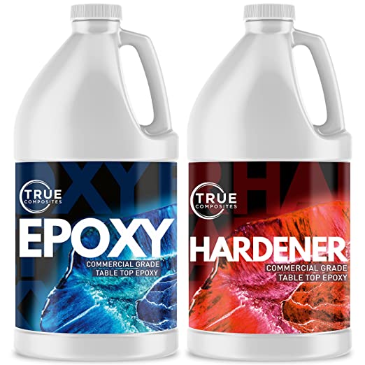 Table Top Epoxy Resin - Two Part Epoxy Coating Kit with Epoxy Resin & Hardener -Crystal Clear Bar Table Top Epoxy that Self Levels -1:1 Mixing Ratio for Wood Tabletop, Bar Top, Resin Art - TRUE COMPOSITES